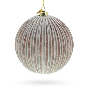 Ribbed Matte Glass Ball Blown Glass Ornament - Picture 1 of 3