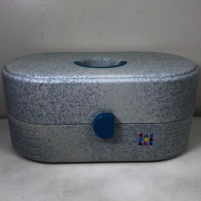 复古 Caboodles 80 年代/90 年代化妆品收纳盒绿松石口音破碎镜面 — 第 1/4 张图片