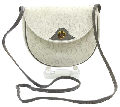 AUTÉNTICO Bolso de Hombro Christian Dior Patrón de Panal Cuero Blanco i100695 Foto 1 de 4