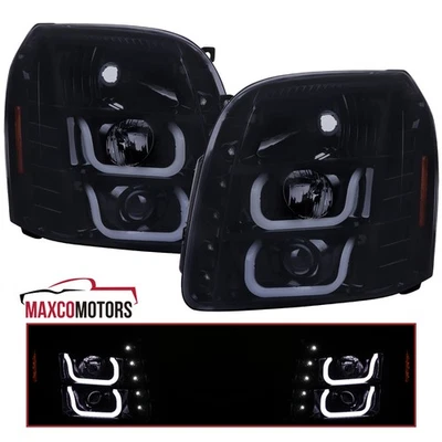 Smoke LED Strip Projector Headlights For 2007-2014 GMC Yukon XL 1500 2500 Denali Foto 1 de 4