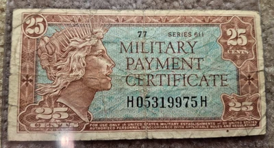 MILITARY PAYMENT CERTIFICATE SERIES 611, 25 CENTS NOTE - Image 1 of 2