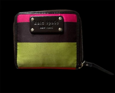 Cartera Kate Spade Multicolor Rayas Pequeña Doble Pliegue Cremallera Alrededor Foto 1 de 4