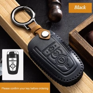 Leather Car Key Case Cover Fob Shell for Fusion Edge Mustang Explorer Ecosport - Picture 1 of 11