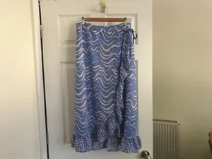 MONSOON BLUE WRAP TIE SKIRT. SIZE M - Picture 1 of 6