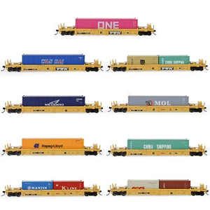 One Set HO Scale 40ft Well Car W 1:87 40' 20' Shipping Container - Picture 1 of 17