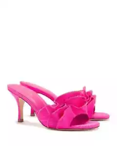 Larroudé Colette Ruffled High Heel Sandals Women's 6.5 Ariana Magenta Open Toe - Picture 1 of 18