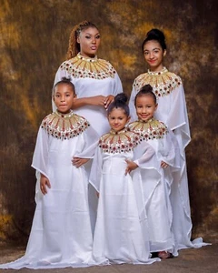 New Kids Kaftan White Long Gown Wedding Georgette Party Moroccan  Dress Abaya - Picture 1 of 4