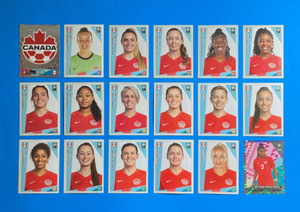 Panini World Cup Women's 2023 AU-NZ Team CANADA Complete 18 Stickers