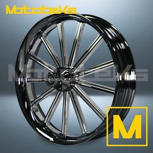 23" 23x3.5 TRECE RUEDAS MAG MÁQUINA NEGRA PARA HARLEY TOURING EXCAVADORA LLANTA DELANTERA - Imagen 1 de 5