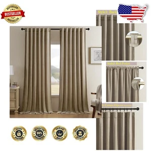 Luxurious Taupe Velvet Curtains 96 inches - Thermal Insulated Light Blocking ... - Picture 1 of 10