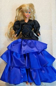 Barbie Doll Teen Jazzie Clone Fashion Blue Black Sparkle Gown Dress Party C396G - Picture 1 of 12
