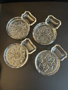 Vintage Glass Coaster Ashtray Spoon Rest Combination Sip and Smoke Set of 4 - Picture 1 of 1