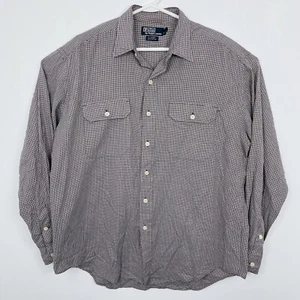 Polo Ralph Lauren G.I. Shirt Houndstooth Plaid Long Sleeve Mens Size L Red Black - Picture 1 of 10