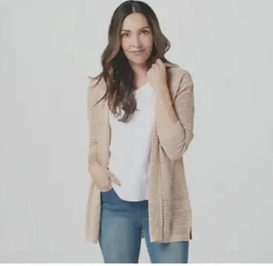 Joan Rivers 钩针连帽开衫带手链袖砂小号 A397742 — 第 1/1 张图片