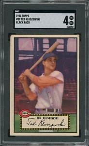1952 Topps #29 Ted Kluszewski ** BLACK Back ** Cincinnati Reds SGC 4