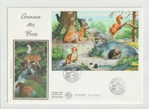 France 2001 SG3719ms 4v FDC Animals-Red Squirrel/Roe Deer/Hedgehog/Stoat in habi - Picture 1 of 1
