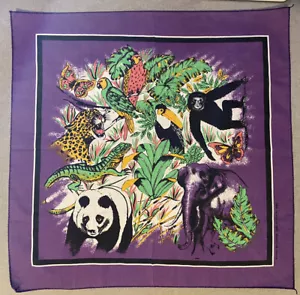 Vintage Purple Animal Wildlife Bandanna Rag Made in USA Bandana - Picture 1 of 4