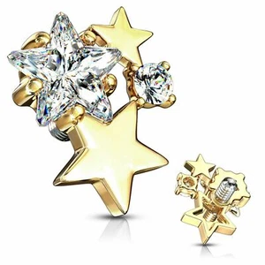 CZ Cluster Star Internal Threaded Dermal Anchor Head Screw Top Piercing - Picture 1 of 7
