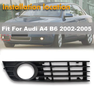 Right Front Bumper Fog Light Cover Bezel Grille For Audi A4 B6 2002 2003-2005 - Imagem 1 de 4