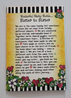 E4 Maravilhosas palavras malucas irmã para irmã SUZY TORONTO CARTÃO - Imagem 1 de 3