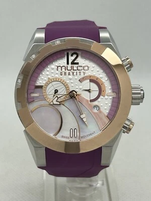 Mulco Gravity Women's Purple Chronograph Two-Tone SWISS Watch MW5-3799-523 46mm - Image 1 of 4