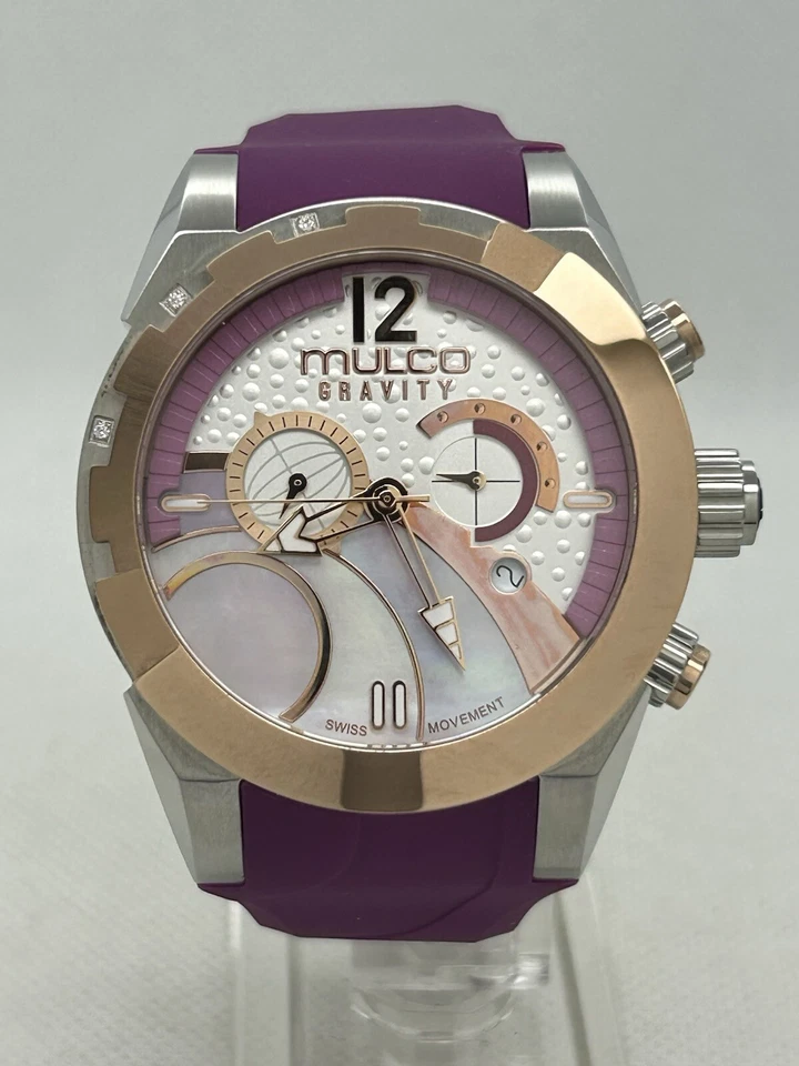 Reloj suizo Mulco Gravity para mujer púrpura cronógrafo dos tonos MW5-3799-523 46 mm Foto 1 de 4