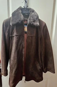 Wilsons Adventure Bound Damen mittelbraun Wildleder Leder Fellbesatz Jacke M - Bild 1 von 4