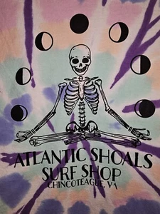 Atlantic Shoals Surf Shop Chincoteague Virginia Large Womens Pink TieDyed Tee  - Picture 1 of 12