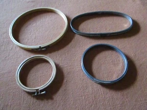 Four Vintage Embroidery Hoops - 2 Wood Screw Tension, 2 Metal Spring Tension - Picture 1 of 5