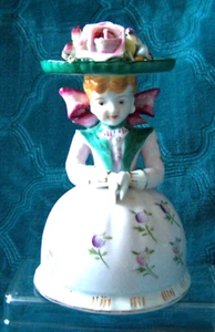 Powder Box w/Puff Round Figurine Floral Japan) Trinket Jewelry Keepsake Vintage - Picture 1 of 12