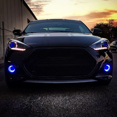 BlingLights Brand White LED Halo Angel Eye Fog Lights for Hyundai Veloster Turbo - Image 1 of 4