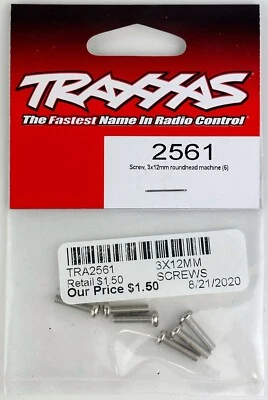 Traxxas 2561 3x12mm Roundhead Machine Screw (6) New - Image 1 of 2