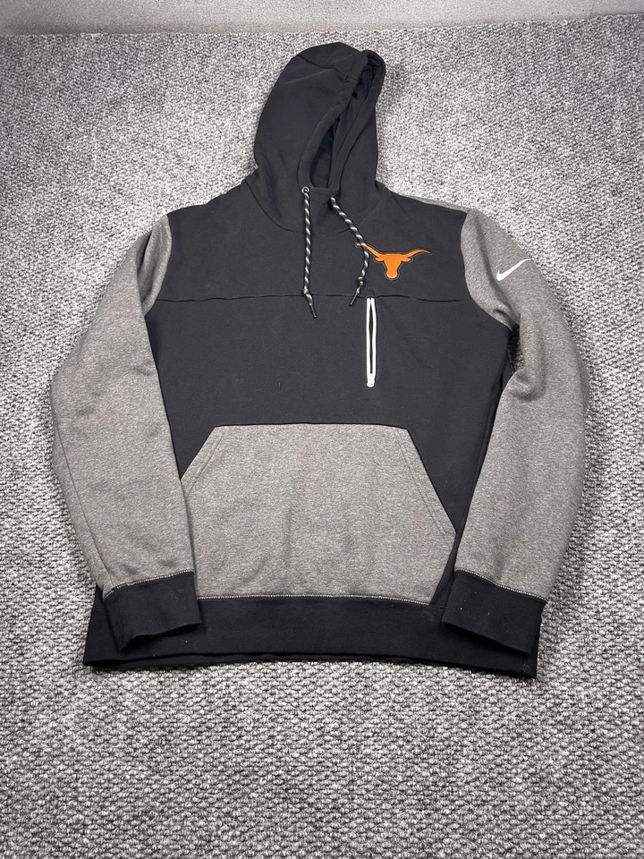 Sudadera con Capucha Texas Longhorns Para Hombres XL Negra Gris NCAA Fútbol Nike Pullover Polar Foto 1 de 4
