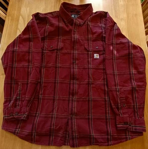 Carhartt Hemd Herren 2XL Burgund kariert Outdoor Arbeit - Bild 1 von 2