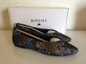 BIRDIES The Goldfinch Flats spitz zulaufend, blaue Blumen Nadelspitzenschuhe, Stoff - Bild 1 von 9