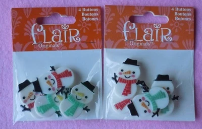Flair Originals 8 Snowman Buttons Plastic Shank Back NWT - Image 1 of 3