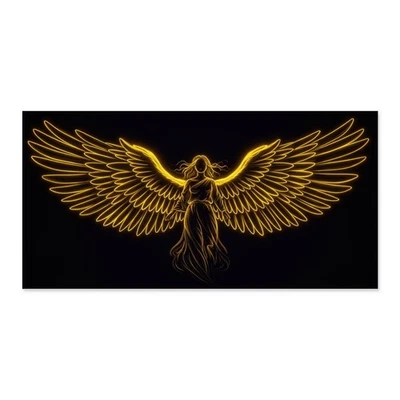 Golden Angel Wings Canvas Wall Art Glow Effect Spiritual Home Decor Print - Image 1 of 4