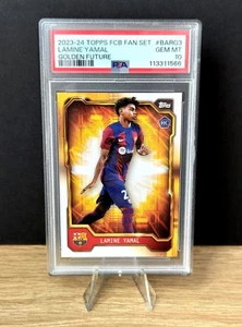 2023-24 Topps Fc Barcelona Fan Set Lamine Yamal Golden Future Rookie PSA 10 - Picture 1 of 3