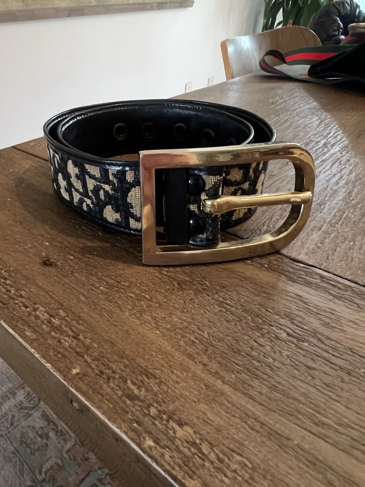 Christian Dior Trotter Pattern Belt Navy Vintage Total Length 76cm Authentic - Image 1 of 4