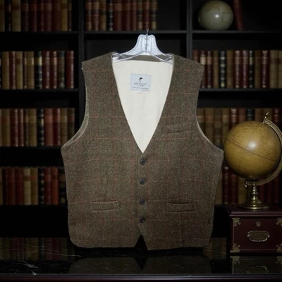 Lee Valley 男式爱尔兰背心人字形羊毛粗花呢 L 码绿色爱尔兰 — 第 1/4 张图片