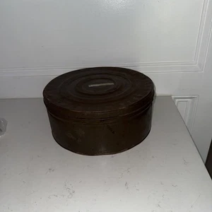Vintage Primitive Large Pantry Box Tin Round Cookies Crackers Kitchen - Picture 1 of 6