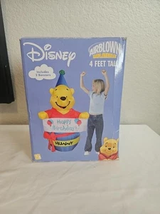 Gemmy 2004 4 Fuß groß Winnie Puuh Happy Birthday luftgeblasen aufblasbar mit Box - Bild 1 von 2