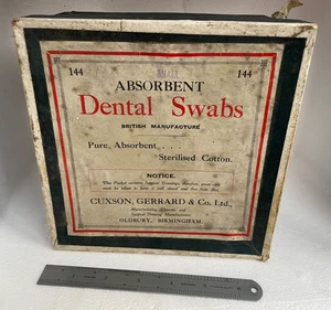 Antique medical dental chemist pharmacy display dental swabs cuxson oldbury brm - Picture 1 of 5