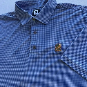 FootJoy Blue Houndstooth Golf Polo Shirt Brays Island  XL Embroidered Logo - Picture 1 of 11