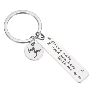 Drive Safe Love You Letter F Keychain I Need You Here with Me, Silver - Picture 1 of 6