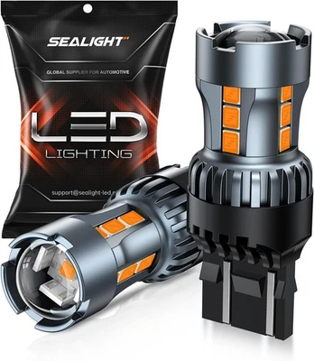 SEALIGHT 7443 7440 LED Bulb Amber Turn Signal Lights, T20 7441 7444 992 W21W LED - Image 1 of 4