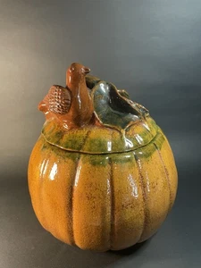 "Jarro de calabaza Ned Foltz 2002 grande 8,75"" cerámica de arte popular Redware" - Imagen 1 de 18