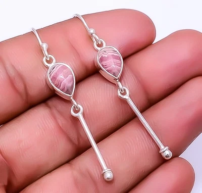 Brinco Bali de prata esterlina 925 rodocrosita - Argentina 2,34" E_9328_100_59 - Imagem 1 de 4