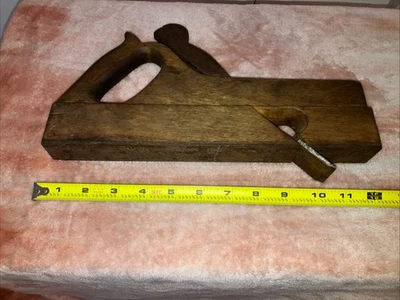 "Antiguo plano de madera con lengua y ranura con carnicero vintage 12"" de largo" Foto 1 de 4