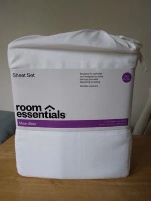 Room Essentials Twin/Twin XL Sheet All White 3-Pc Set: Microfiber, Soft, NEW - Image 1 of 4